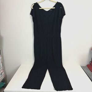 Ann Taylor Black Crinkle Jumpsuit L
